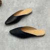Johnature Pointed Toe Genuine Leather Women's Slippers Casual And Versatile Soft Cowhide Outdoor Slip-on Shoes