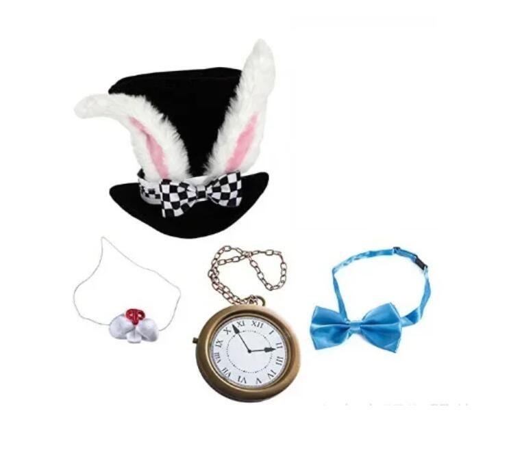Konijnenkostuum Meneer. Konijn Witte Konijn Hoed Cosplay Accessoires 5-delige Set Accessoires Set Ecoparty kostuum man One Size&Star Wars black