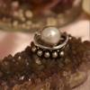 Sterling  Pearl Finger Ring for Women Personality Y2K Girl Accessories Two Tone Metal Rings Vintage Jewelry Party