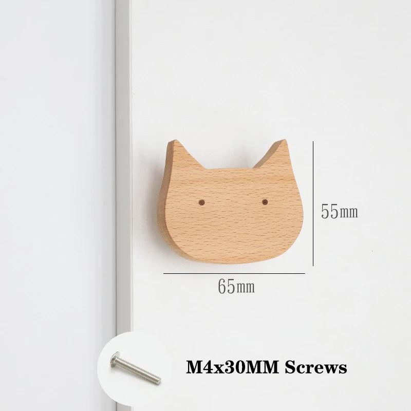 Children's Room Wooden Door Handles Animal Wood Furniture Handles for Cabinets and Drawers Knobs Kitchen Cupboard Wardrobe Pulls