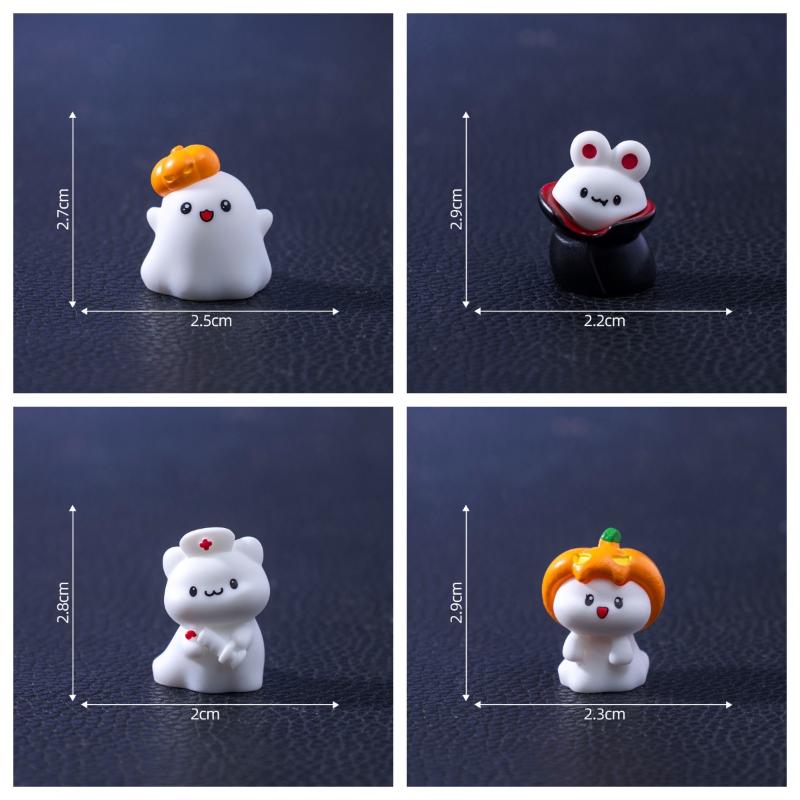 4/8 Stück Süße Kürbis Geist Dekoration Halloween Mikro-Landschaft Miniaturfiguren Harz Handwerk Mini Feengarten Ornamente