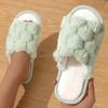Fashion Women Fashion Fur Slippers Fluffy Warm Plush Slippers Woman Flat Non Slip Indoor Slides Open Toe Warm Non-slip Cotton Slippers