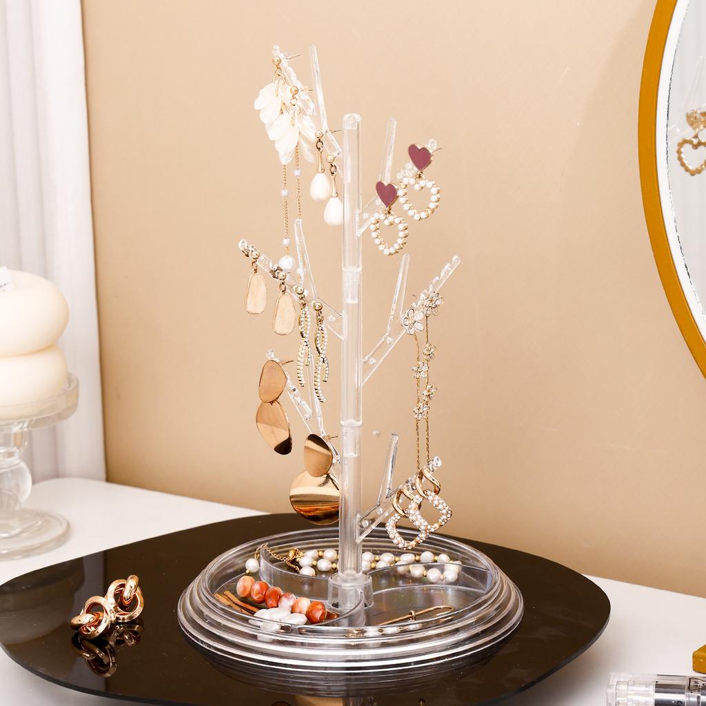 1pc Detachable Jewelry Storage Rack Plastic Creative Tree Shaped Decoration Hanging Necklace Bracelet Ring Earring Organizer