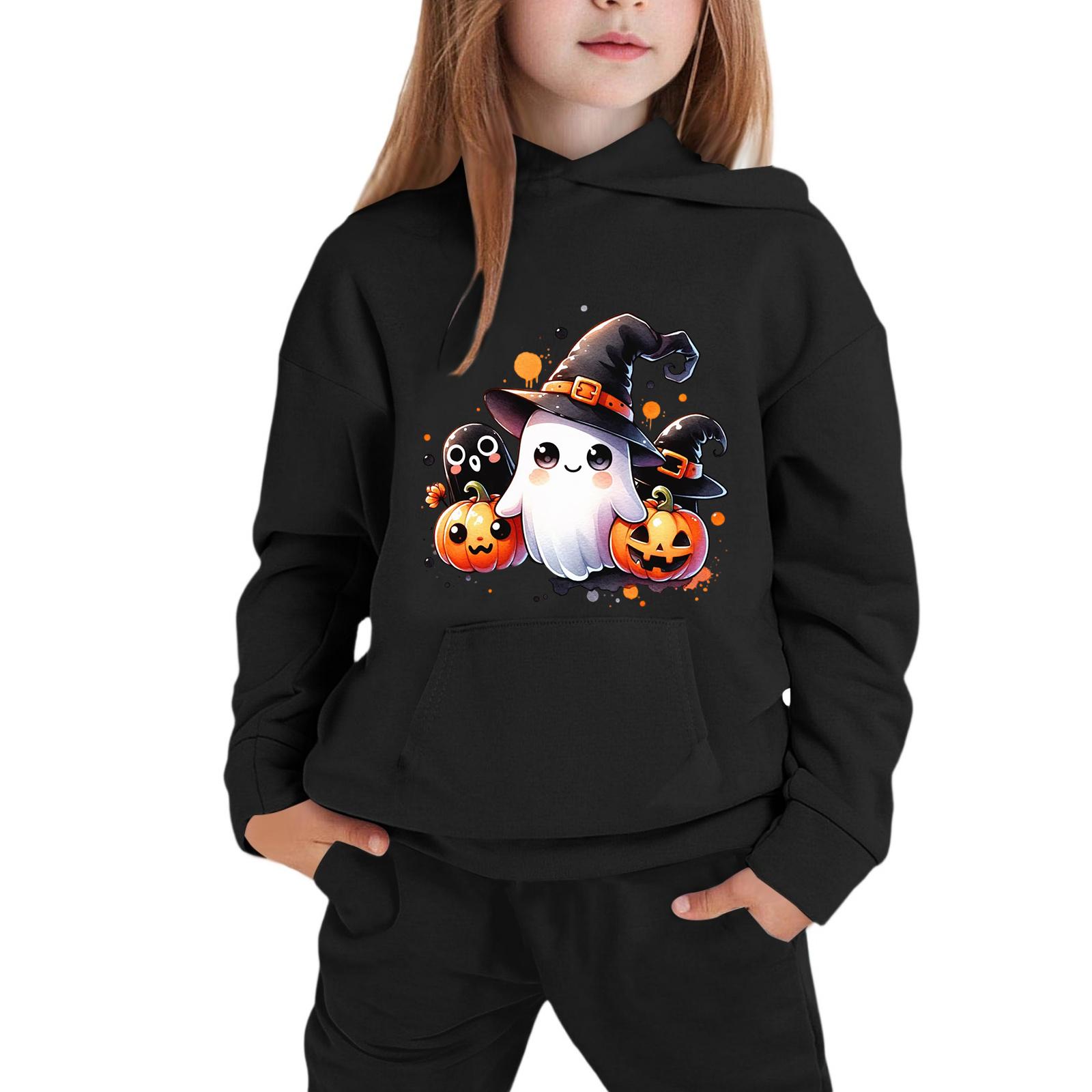 Kids  Hooded Sweatshirt with Halloween Print for Boys and Girls 100