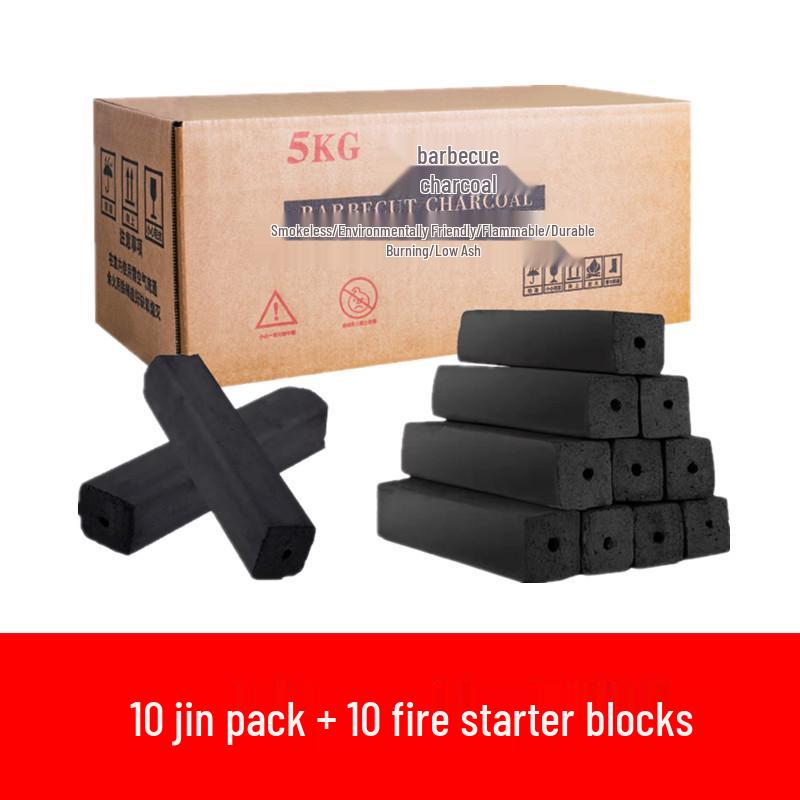 Smokeless High-Temperature Charcoal Briquettes for Home and Commercial Use - Durable and Flammable Fruit Wood Charcoal Heating Solution