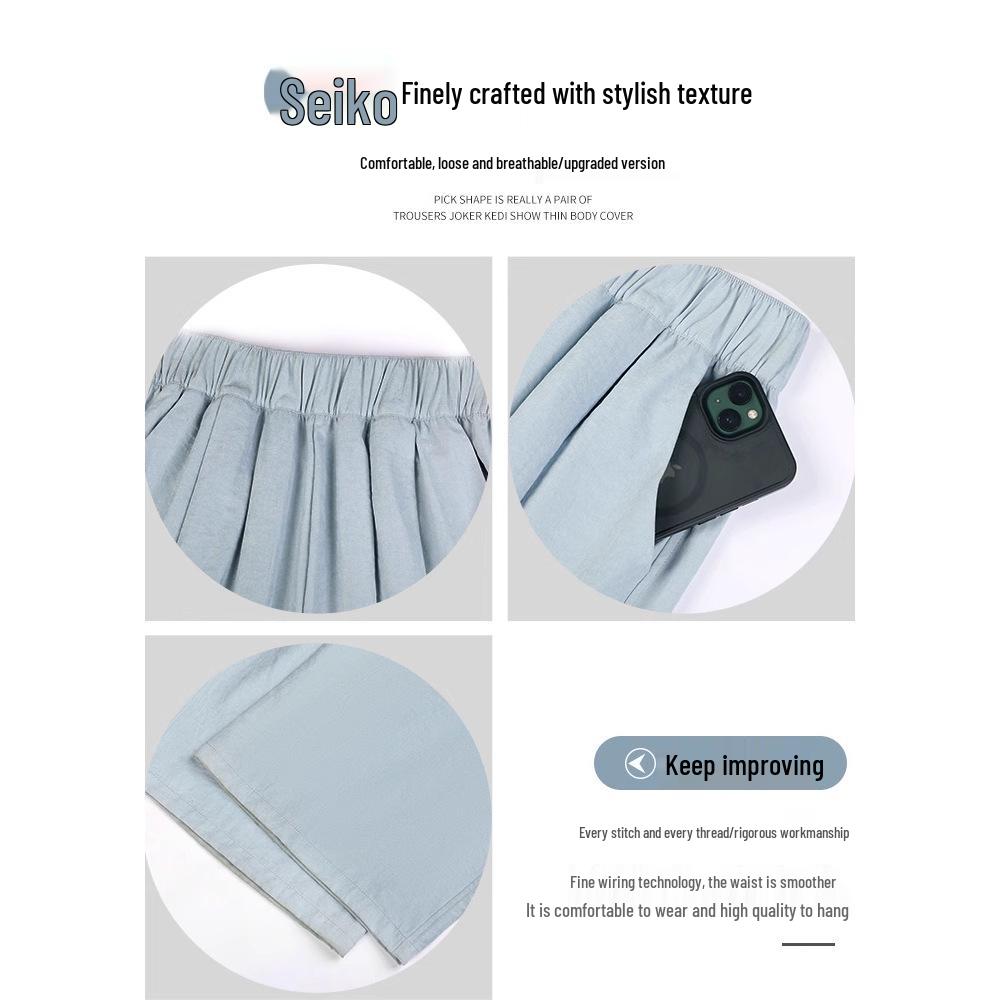 Yamamoto Blue High-Waisted Slimming Straight-Leg Textured Wide-Leg Pants 2025