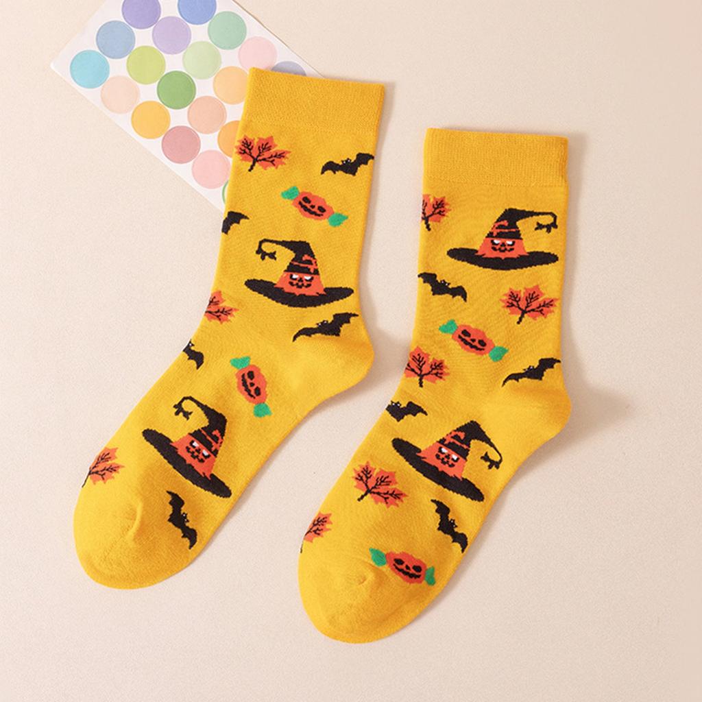 Halloween Matching Couple Socks, Funny Pumpkin Design Mid Calf Casual Socks for Men and Women