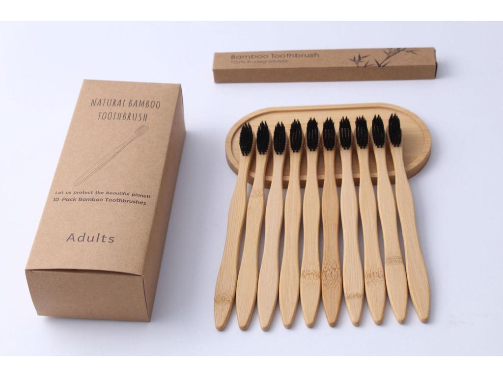 10-Pack Soft Bristle Bamboo Toothbrush Set for Adults - Ideal for Home, Hotel, or B&B, Custom Labeling Available