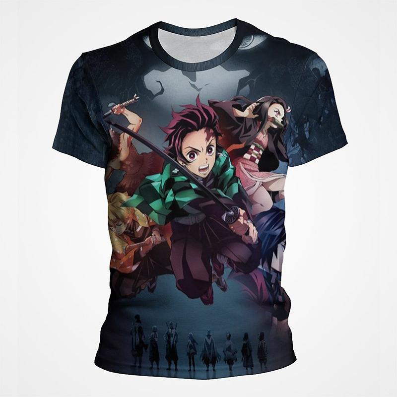 

Мультфильм Аниме Убийца демонов 3D-печать Футболка Мужчины Повседневная уличная одежда с коротким рукавом Мода Крутые тройники Топы