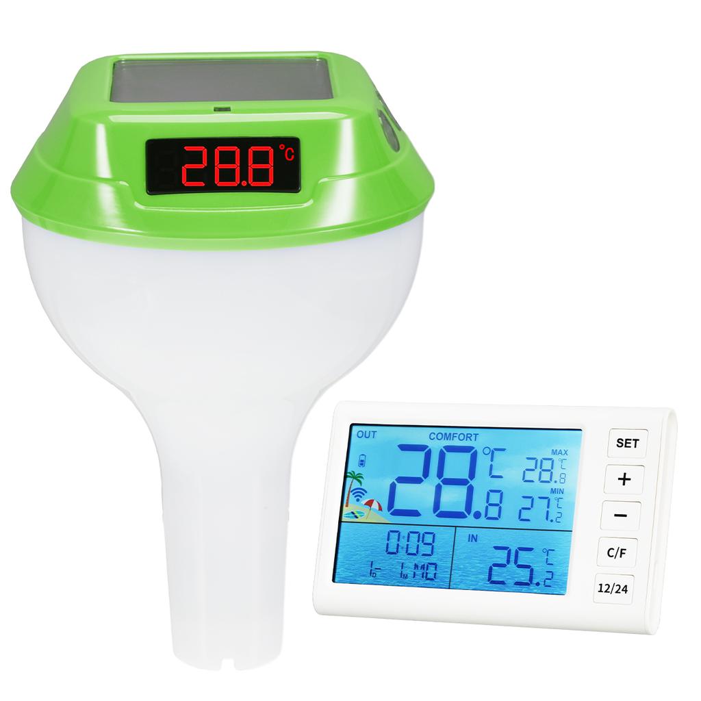 2025 New Wireless Floating Pool Thermometer Solar Pool Thermometer LED Digital Water Thermometer RGB Ambient Light