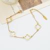 18K Gold Plated Stainless Steel Hollow Four-Leaf Clover Women's Bracelet
