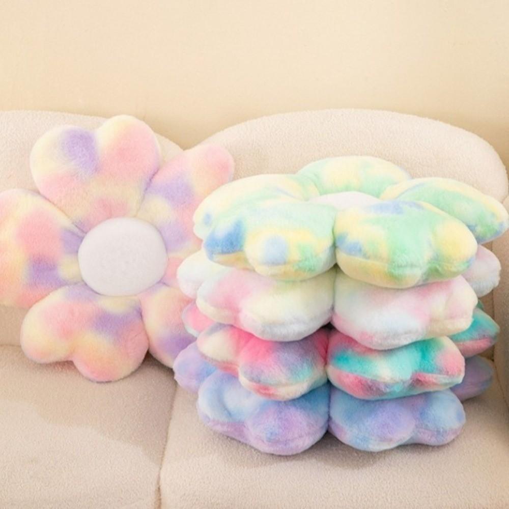 Colorful Flower Plush Pillow Fluffy Cherry Blossom Mat Kawaii Petals Seat Cushion  Kids Room