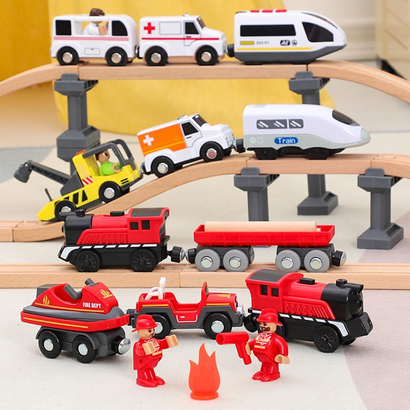 Battery Operated Action Locomotive Train Magnetic Connection Powerful Train Set Fit for Wooden Trains and Tracks Kids Gifts
