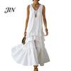 Casual Dress Women Women's Sleeveless Summer Long Tank Dress, V Neck Tiered Flowy Layered Skirt Ruffle Maxi Loose Beach Sundress Breathable