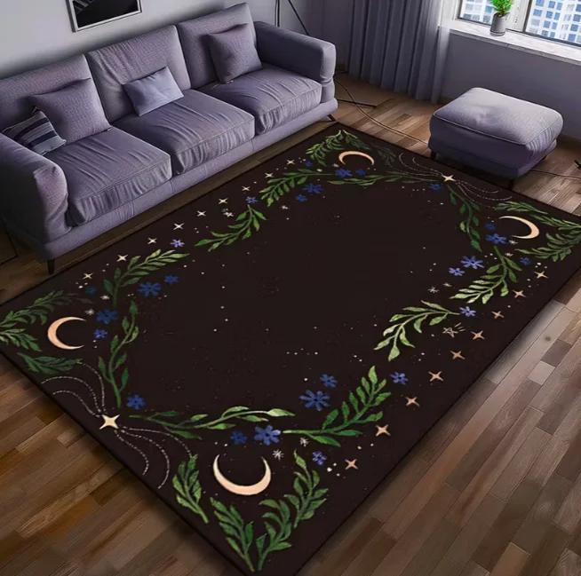 Covor Decorativ Vila Imprimat Vintage Covor Negru pentru Podea Adecvat pentru Utilizare la Interior și Exterior, Decorațiune Cadou de Crăciun