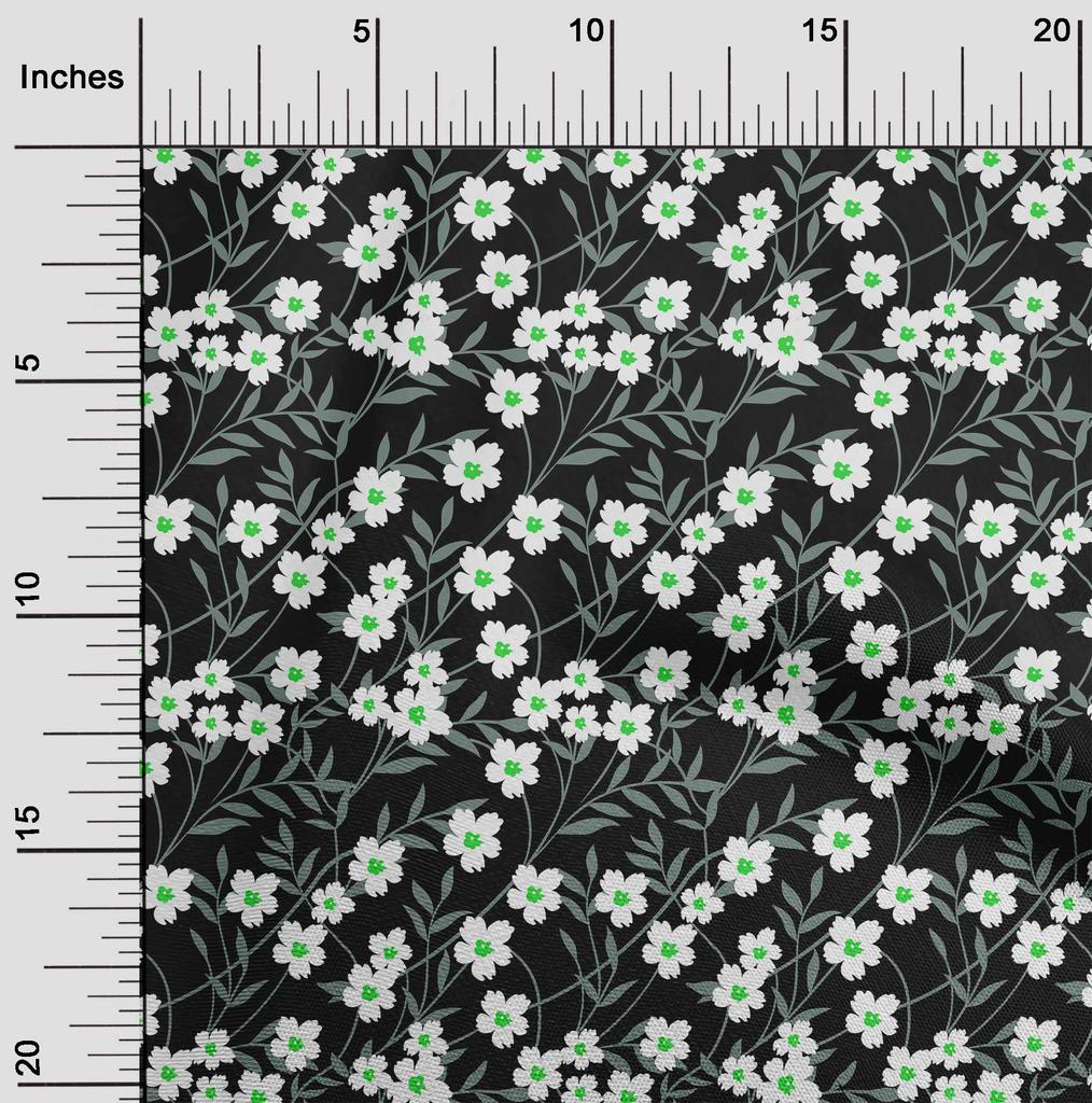 oneOone Bavlněná flex zelená látka, dětská květinová látka na šití, potištěná řemeslná látka na metr 40 palců