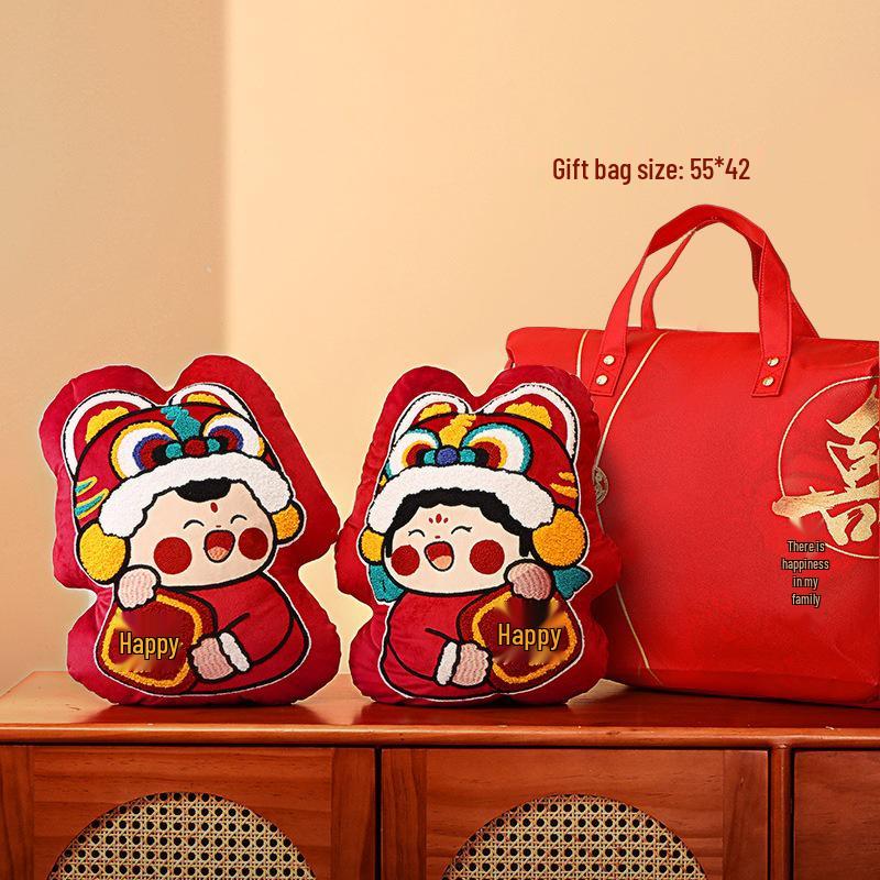Elegant Wedding Bedside Doll Pair with 'Xi' Character Cushion - New Style High-Grade Decor for Complete Wedding Supplies.