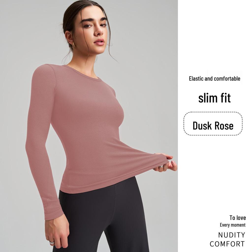Premium High Elasticity Long Sleeve Yoga Top: Slimming & Stylish for Fitness, Running, and Casual Wear