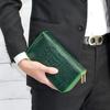 [Revetta] Crocodile Leather Long Wallet, Large Capacity, 40 Card Slots, Men's Wallet, Green, Double Round Zipper, Genuine Leather, Single Piece Leathe