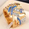 Fashion New Geometric Irregular Personality Golden Color Cubic Zirconia Ring for Women Party Accessories Dangle Custom Jewelry