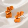 1 Pair Dripping Oil Irregular Petal Stud Earrings for Women Elegant Floral Design Anti-allergy Business Casual Wear Jewelry