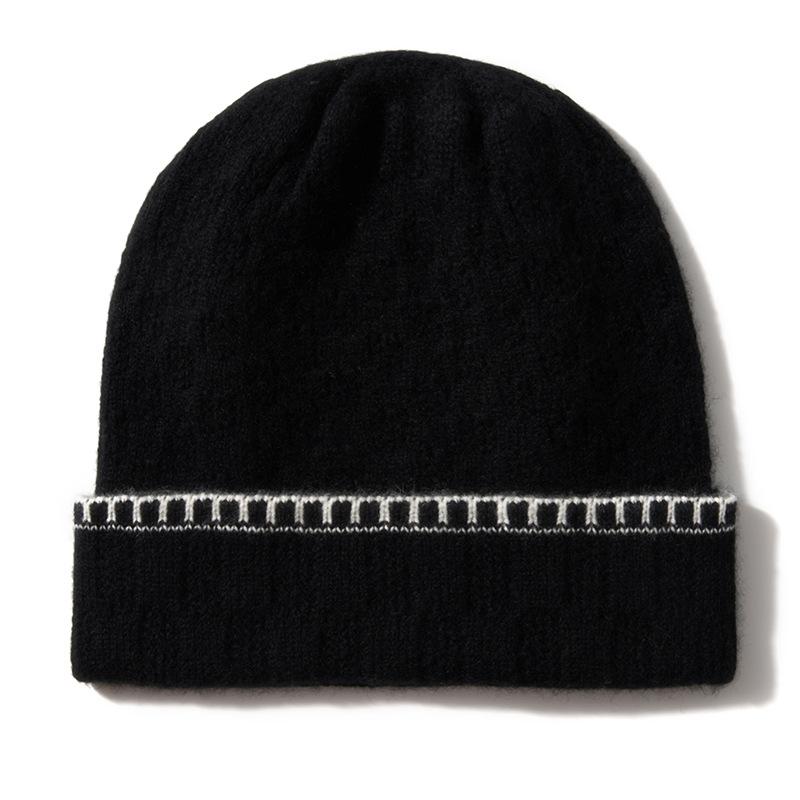

Cashmere Autumn and Winter New Style Women s High End Color Blocking Knitted Thickened Warm Fashion Heavy Baotou Casual Hat One size