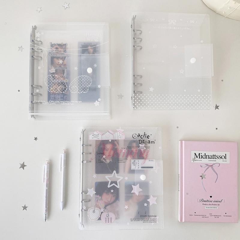 A5 Løsbladsmappe Organisering Kirsebær/Engel Vinge Gennemsigtig Klar Album Organizer Cover Til Kpop Fotokort Samling