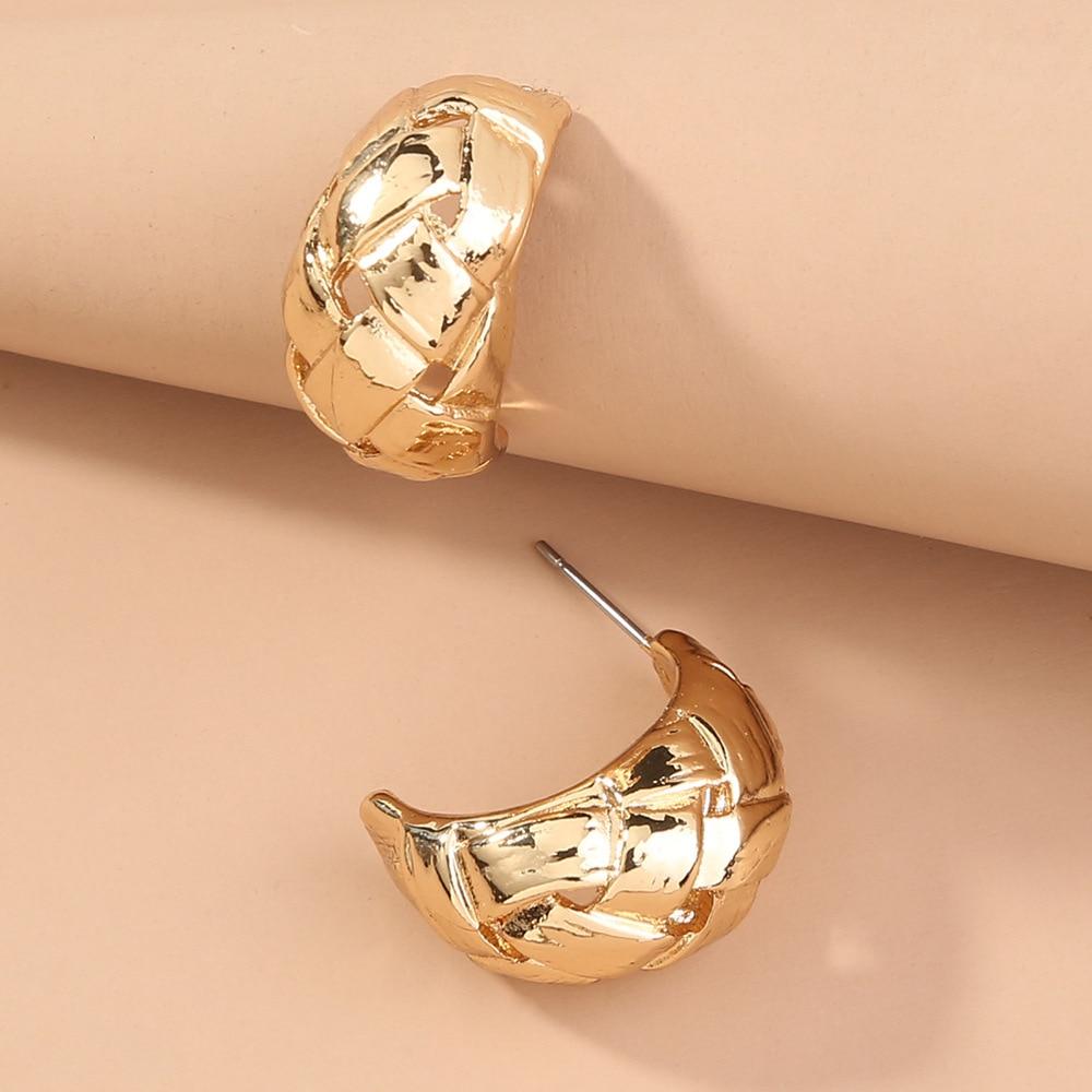 Open Wide Textured Hoop Earrings For Women Chunky C Shaped Twist Circle Earrings Statement Round Earrings Geometric Jewelry