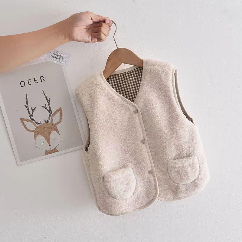 

Двусторонний флисовый жилет в клетку для детей - Теплый, мягкий и стильный для осени и зимы 120 cm белый