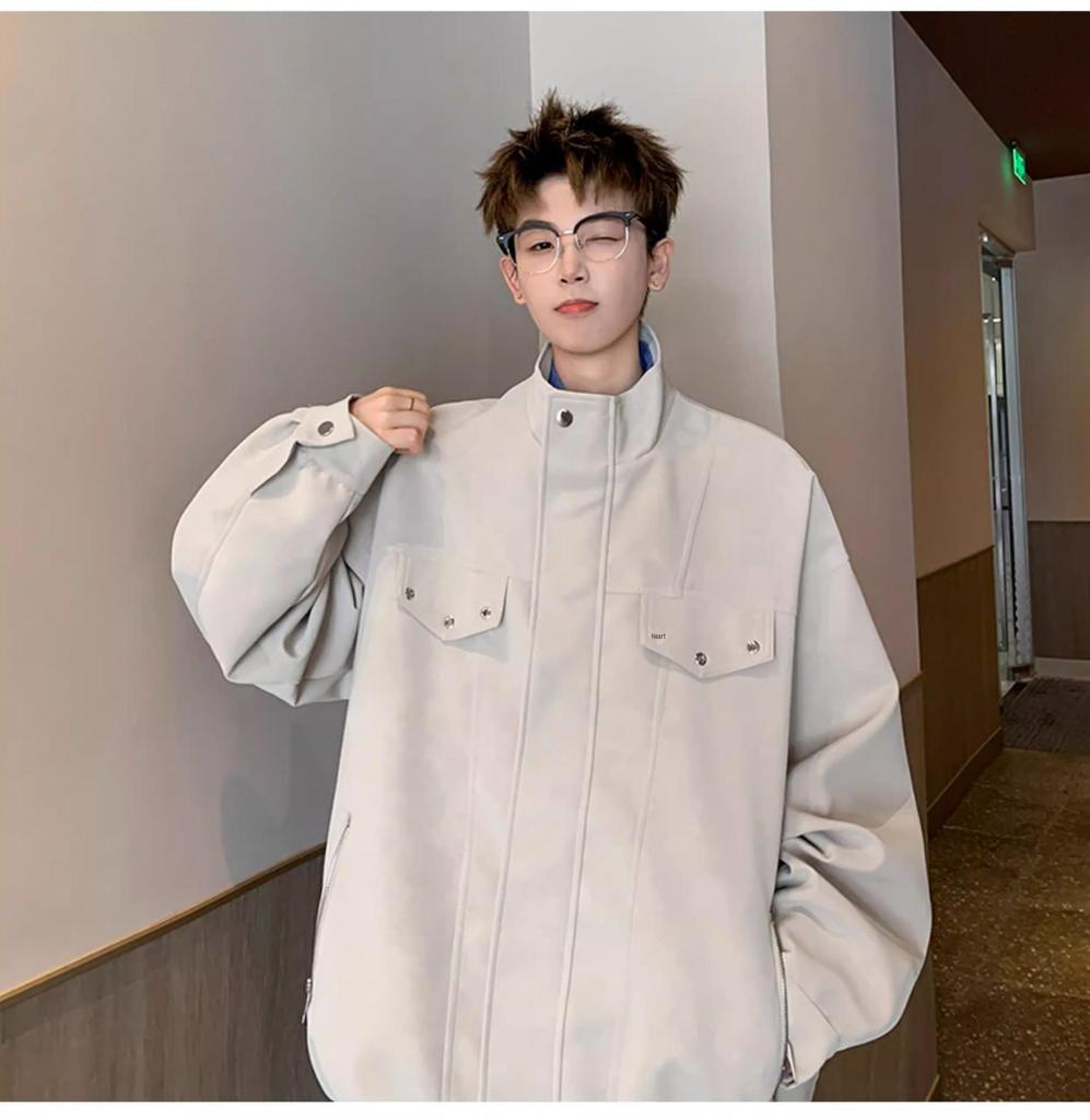 Meilade Men's Retro PU Leather Jacket - Autumn/Winter Trendy, High Street Loose Fit, Handsome Stand Collar Casual Outerwear