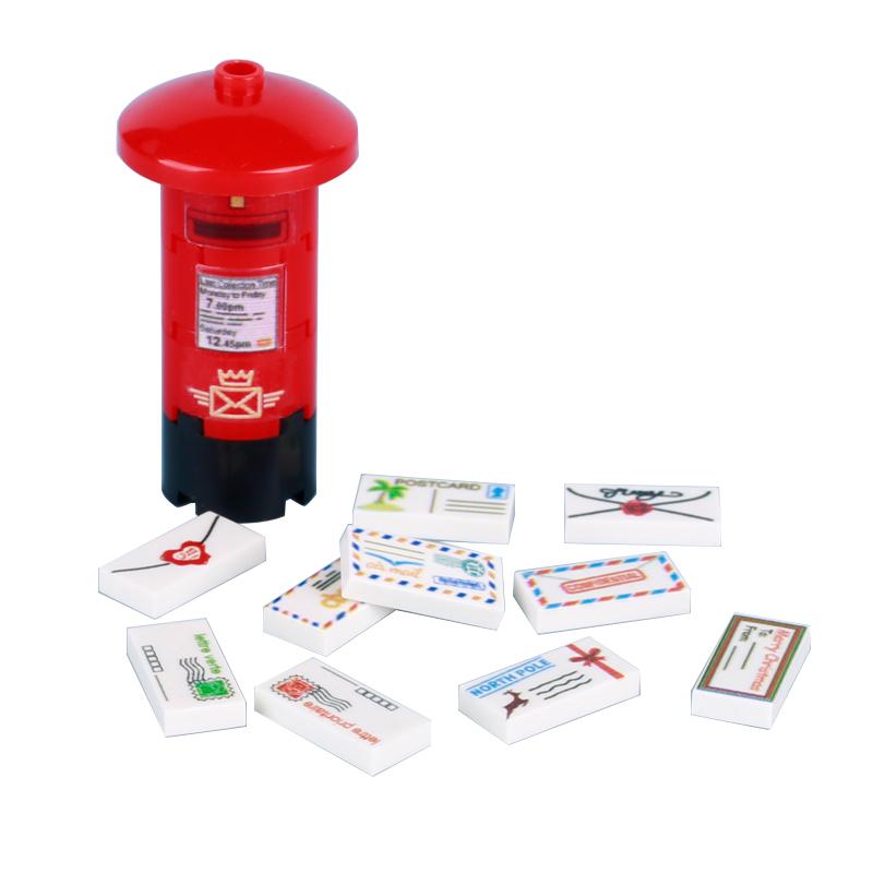 MOC City Construction Modular Industrial Forklift Truck Express Box Mail Box Letter Printed Bricks Toys