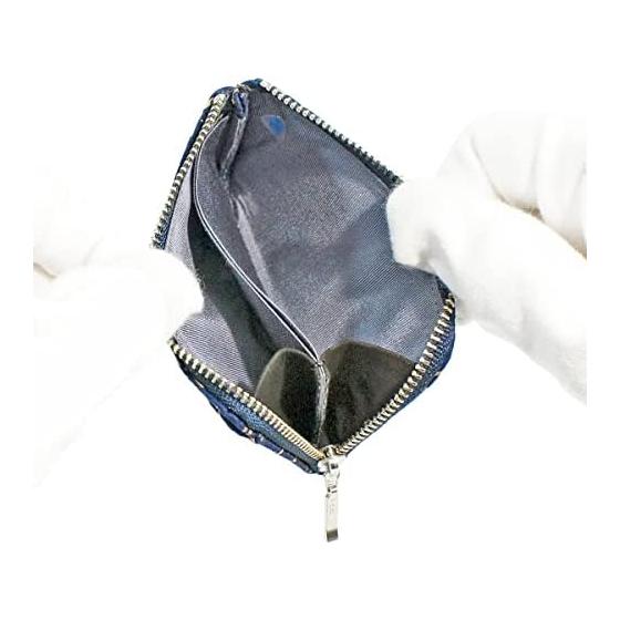 Inden-ya Coin Purse F-Coin Purse 05, Deer Leather, Navy X White Lacquer Dragonfly Pattern 1005-14-008, Natural Deer Leather with Lacquer Pattern,