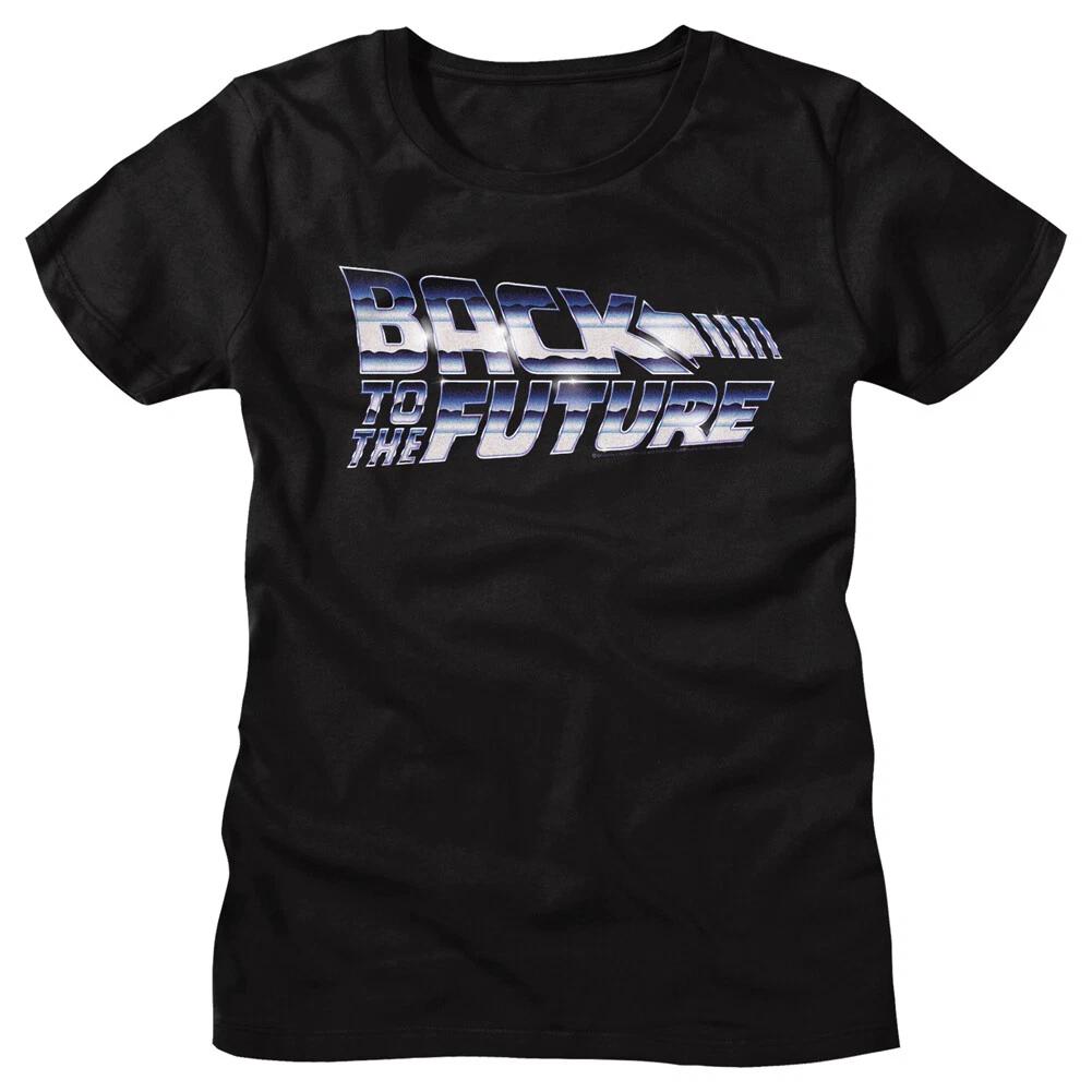 Back To The Future Movie In Chrome Womans T Shirt S