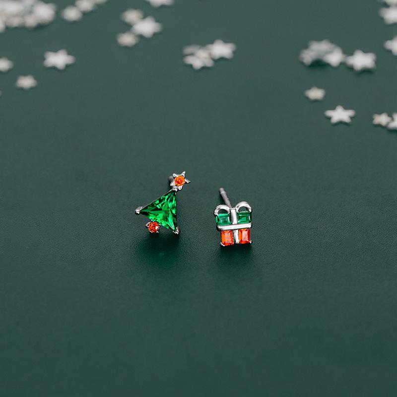 

Асимметричные серьги-пусеты в виде рождественской елки из стерлингового серебра 925 пробы для женщин - Милый осенне-зимний подарок 925 Silver