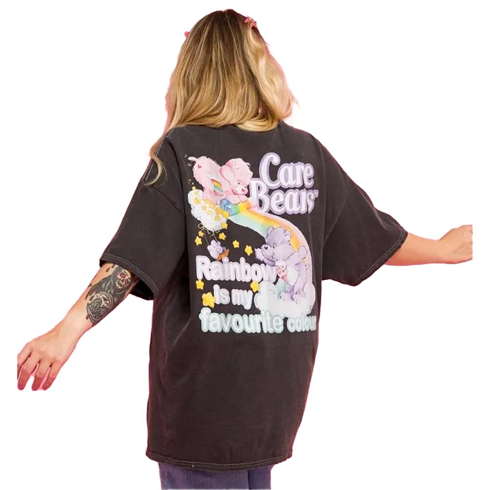 Care Bears Unisex Adult Rainbow Play Back Print Vintage Wash T-Shirt
