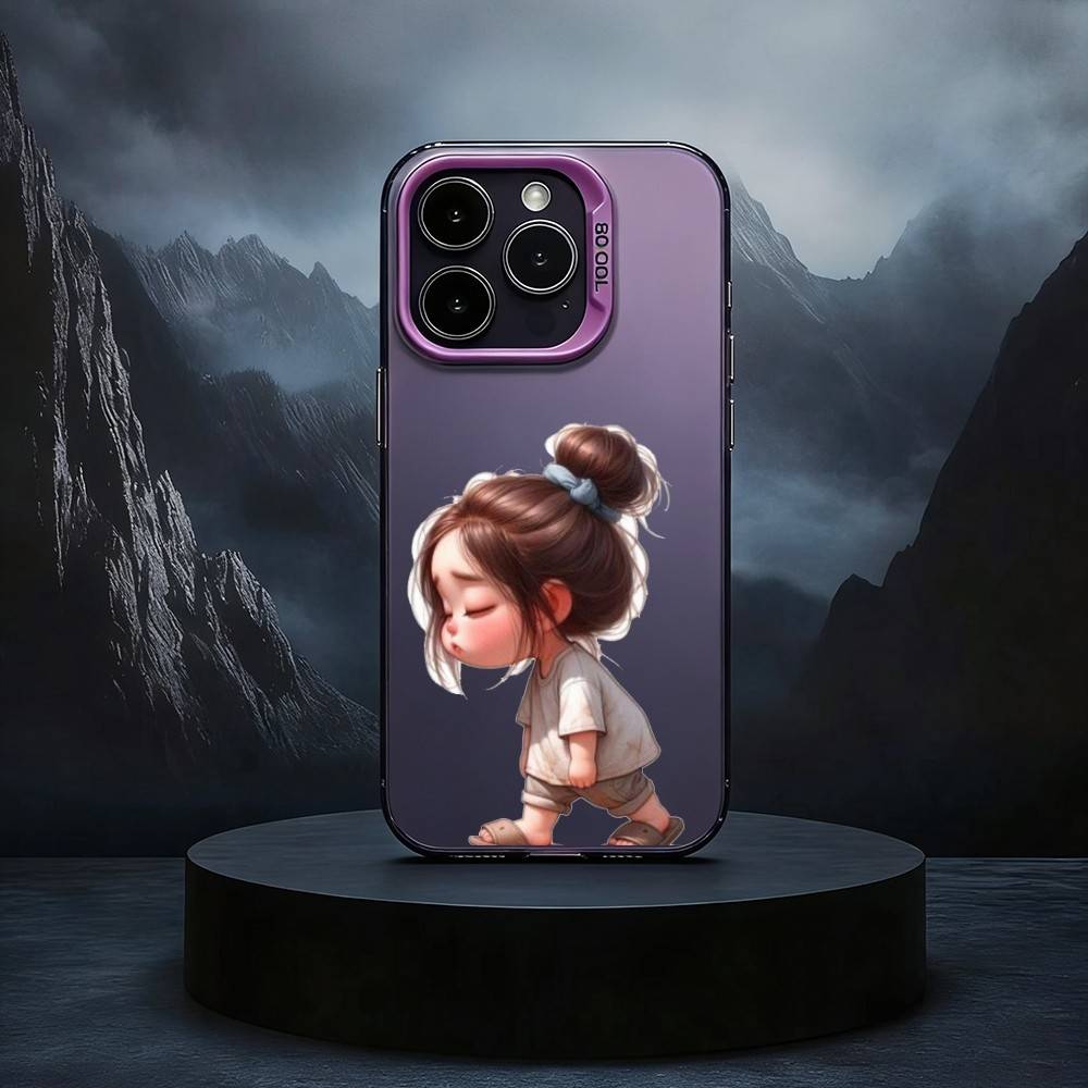 C-Cartoon Cute Baby Girl Black Candy Silver Phone Case Phone Case For iPhone17,16,15,14,13,12,11 Plus,Pro Max