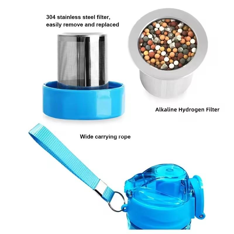 Tomaline Alkaline Water Cup (Increase the PH To the 7.2 To 9.5 Energy Bottle,650ml Alkaline Water Bottle Sports Filter Bag