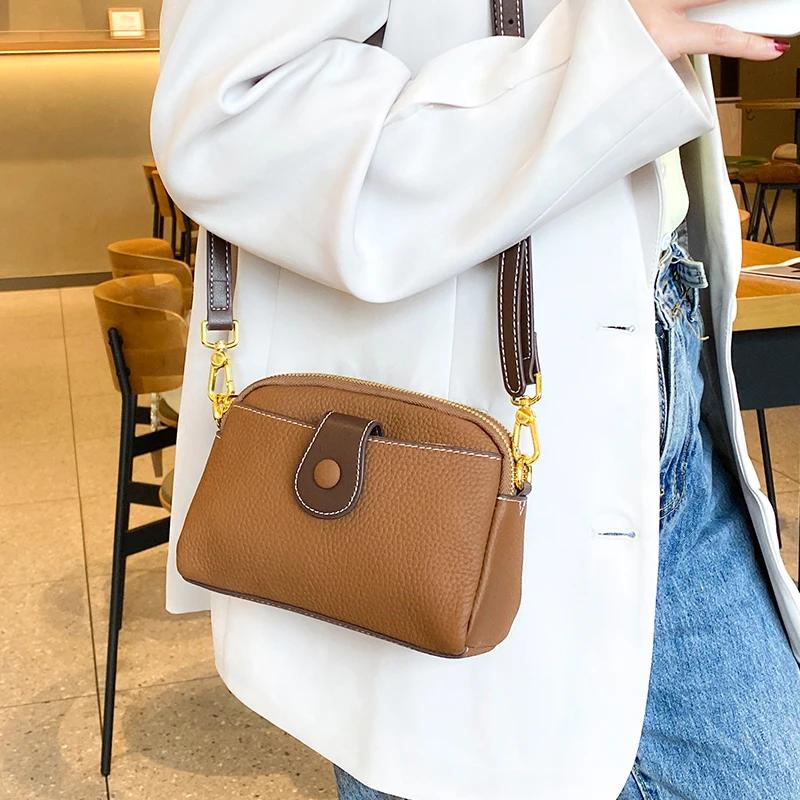 Genuine Leather Bag for Women Small Square Bag Retro Shoulder Crossbody Bag Luxury Bag for Ladies Designer Feminine Fashion