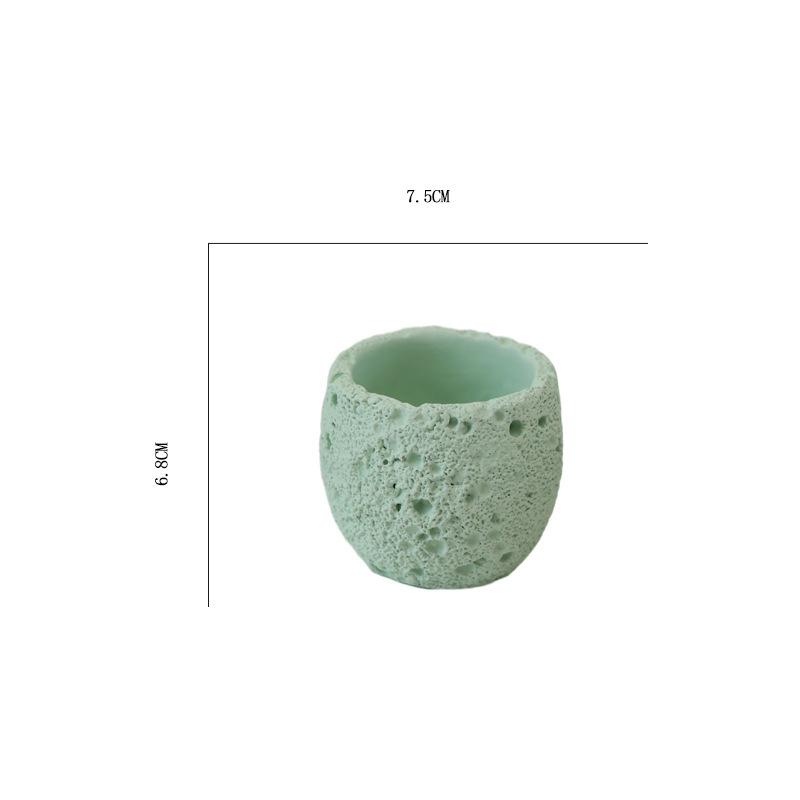 Milk White Creative Volcanic Stone Pattern Cement Succulent Flower Pot Office Home Desktop Decoration Green Plant Flowers