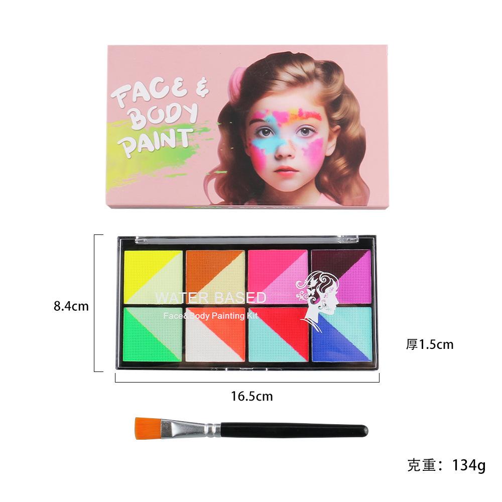 8 Color Split Water-Based Face Paint Palette for Kids Creative Face Painting Kit Non-Toxic Washable Party Stage Makeup