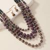 Multilayer Vintage Elegant Glass Beads Choker Necklace and Earrings Set for Women Fashion Jewelry Hot Sale Party Gift New Style
