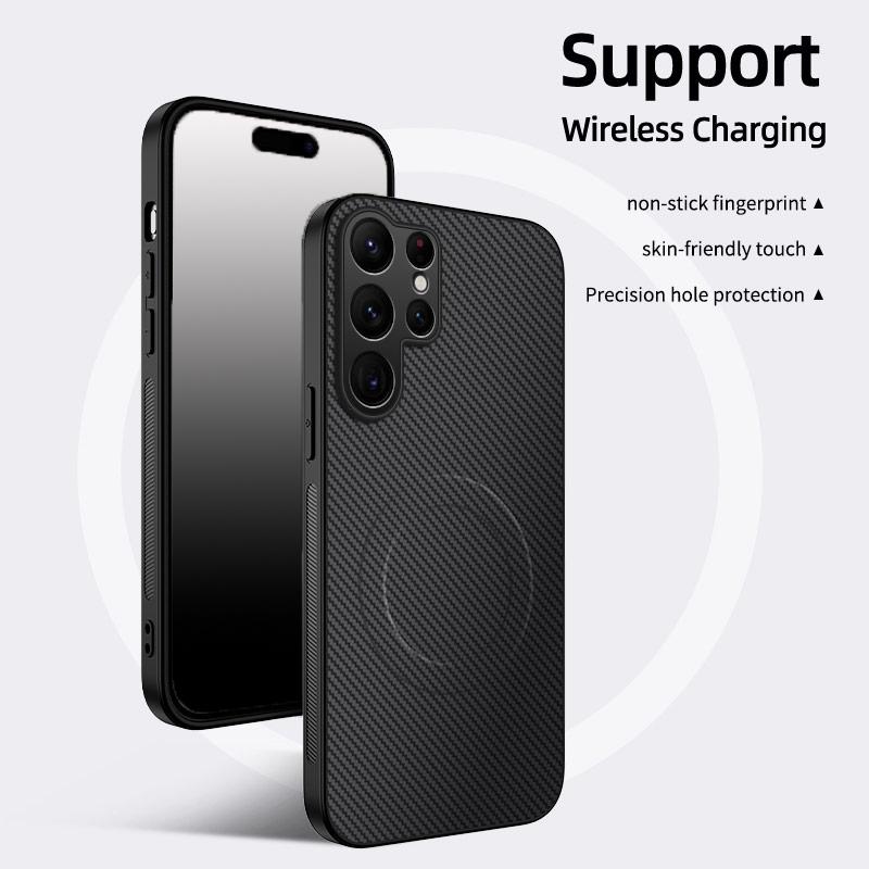 Magsafe Magnetic Wireless Charging Luxury Solid Color Matte Carbon Fiber Phone Case For Samsung Galaxy S26 Ultra Plus Back Cover
