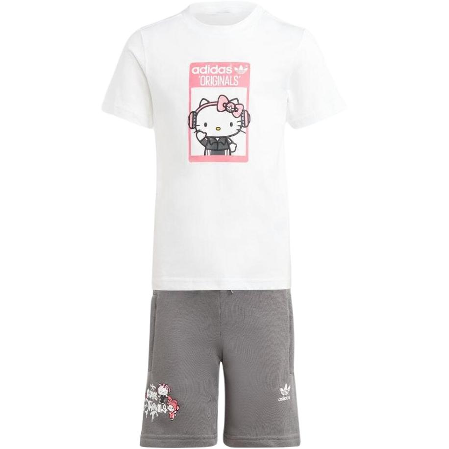 Adidas Оригинальный спортивный костюм кэжуал для детей Originals X Hello Kitty Белый IT7918 128