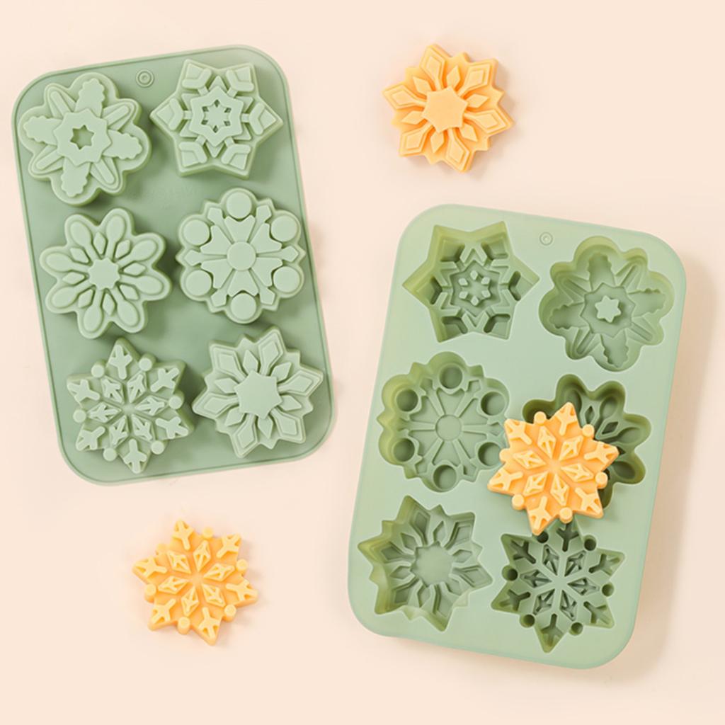 6 Holes Snowflake Silicone Scent Candle Mold Relief Flower Petal Design DIY Gypsum Resin Mold Cookies Chocolate Mooncake Mold
