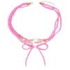 New Bow Colored Beaded Pendant Necklace Summer Versatile Dopamine Jewelry Necklace Women