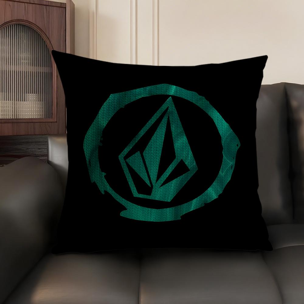 Fashion VVolcomS LOGO Cushion Cover Natural Linen Organic Fabric DoubleSided Printing Sofa Home Decor Gift Pillow Case