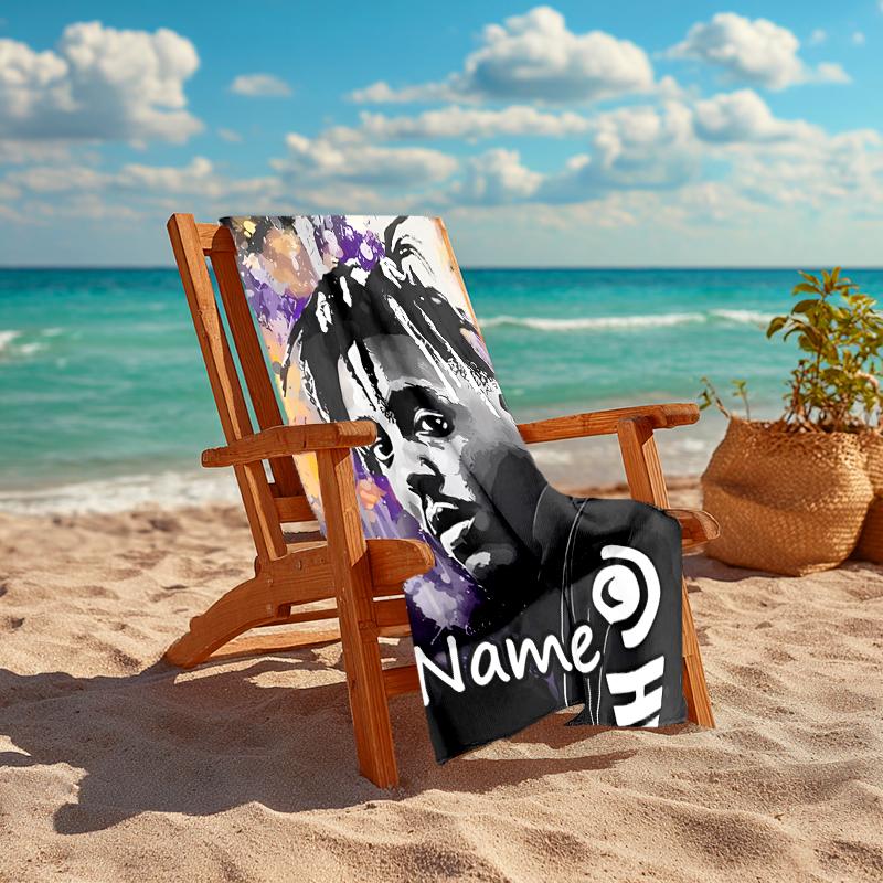 Personalized customized proof beach towel with Juice WRLD pattern - soft, absorbent,quick-drying,perfect swimming,camping&bathing