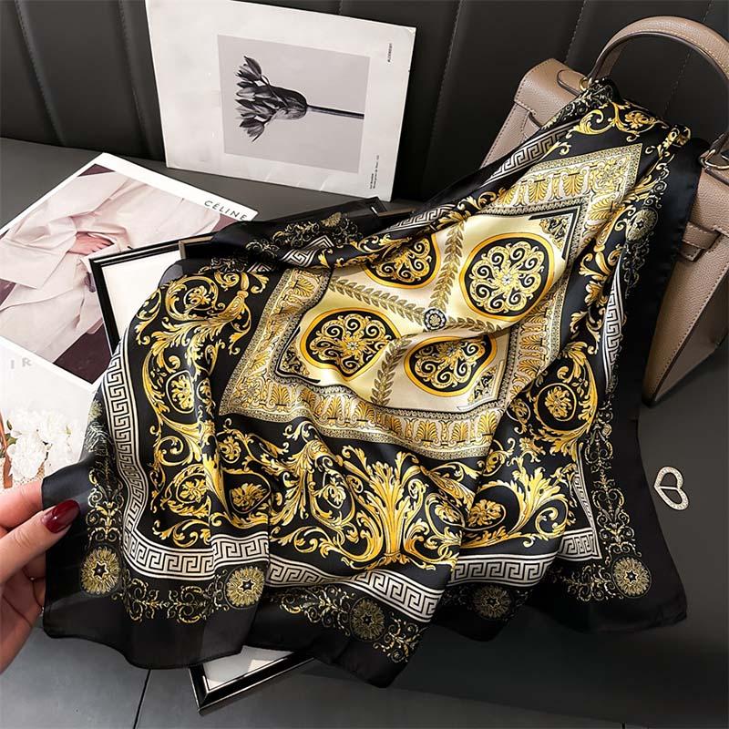 New Fashion 70x70cm Printed Women's Scarf Pashmina Silk Scarf Square Shawl Decorative Headband Neck Luxury Design Bandana