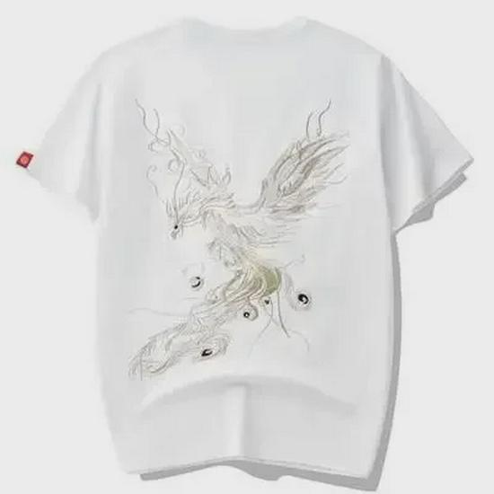 

Мужская летняя футболка Guochao 2023 из хлопка с вышитым изображением феникса M белый