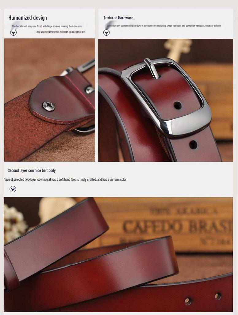 Plus Size Women's Genuine Cowhide Leather Belt - Casual and Versatile.